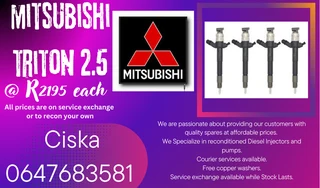 Mitshubishi Triton 2.5 Diesel Injectors For Sale With Washers