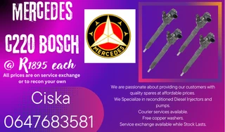 Mercedes C220 Bosch Diesel Injectors For Sale 6 Months Warranty