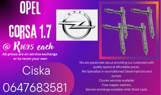 Opel Corsa 1.7 Diesel Injectors For Sale With Warranty