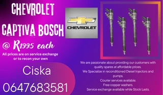 Chev Captiva Bosch Diesel Injectors For Sale 6 Months Warranty