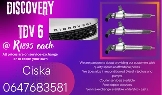 Discovery Tdv 6 Diesel Injectors For Sale 6 Months Warranty