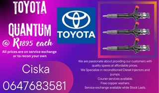 Toyota Quantum Diesel Injectors For Sale 6 Months Warranty