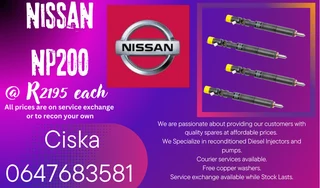 NISSAN NP200 DIESEL INJECTORS FOR SALE 6 MONTHS WARRANTY