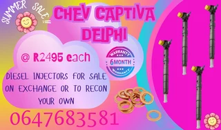 Chev Captiva Delphi Diesel Injectors For Sale 6 Months Warranty