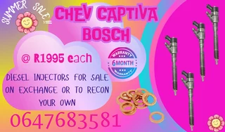 CHEV CAPTIVA BOSCH DIESEL INJECTORS FOR SALE WE RECON AND SELL ON EXCHANGE