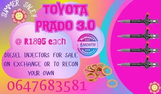toyota prado 3.0 diesel injectors for sale with copper washers