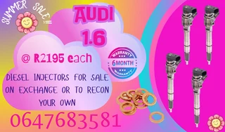 AUDI 1.6 DIESEL INJECTORS FOR SALE 6 MONTHS WARRANTY