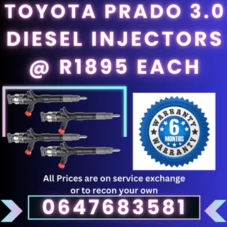 Toyota Prado 3.0 Diesel Injectors For Sale With Warranty