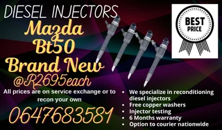 Mazda Bt50 New Diesel Injectors For Sale With Free Copper Washers
