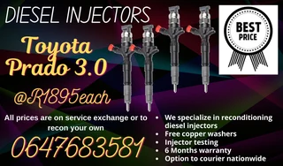 Toyota Prado 3.0 Diesel Injectors For Sale 6 Months Warranty