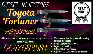 Toyota Fortuner Diesel Injectors For Sale With Warranty
