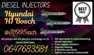 Hyundai H1 Bosch Diesel Injectors For Sale Warranty Included