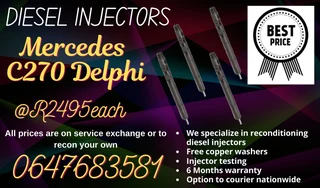 Mercedes C270 Delphi Diesel Injectors For Sale Warranty Included