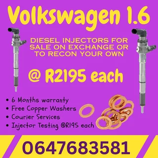 Volkswagen 1.6 Diesel Injectors For Sale 6 Months Warranty