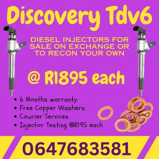 Discovery Tdv 6 Diesel Injectors For Sale 6 Months Warranty