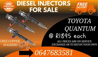 Toyota Quantum Diesel Injectors For Sale Warranty Included