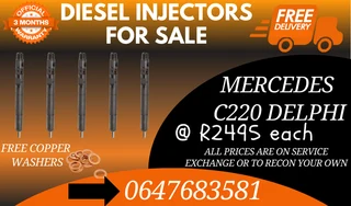 Mercedes C220 Delphi Diesel Injectors For Sale