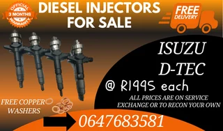 Isuzu D-tec Diesel Injectors For Sale Free Copper Washers