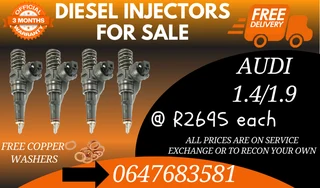 Audi  1.4/1.9 Diesel Injectors For Sale Free Copper Washers
