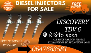 Discovery Tdv 6 Diesel Injectors For Sale 6 Months Warranty
