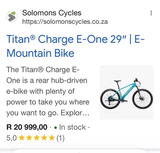 Specifications of Titan® Charge E-One 29” | E- Mountain bike