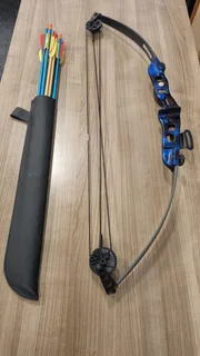 Archery - compound bow, arrows and target butt