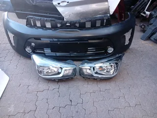 Kia Pegas front bumper and left&amp;right headlight