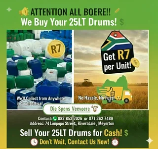 Attention all Boere we buy your 25LT Drums and Scoops
