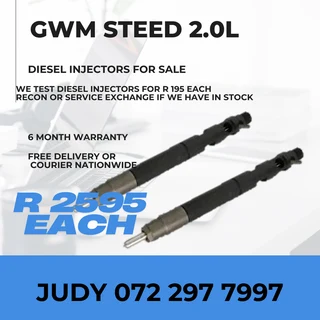 GWM Steed 2.0L Diesel Injectors for sale on service exchange or to recon