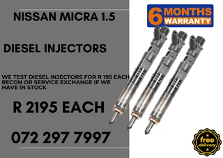 Nissan Micra 1.5 Diesel Injectors for sale on service exchange or to recon