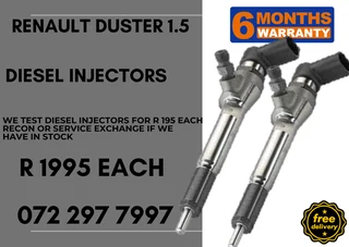 Renault Duster 1.5 Diesel Injectors for sale on service exchange or to recon