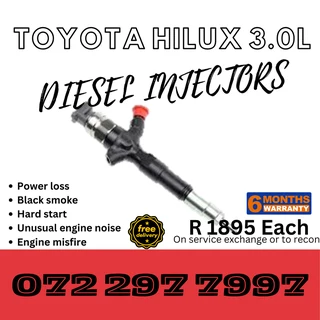 Toyota Hilux 3.0L Diesel Injectors for sale on service exchange or to recon