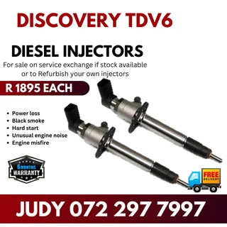 Discovery TDV6 Diesel Injectors for sale on service exchange or to recon