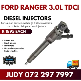 Ford Ranger 3.0L TDCI Diesel Injectors for sale on service exchange or to recon