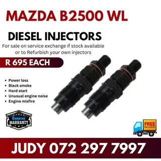 Mazda B2500 WL Diesel Injectors for sale on service exchange or to recon
