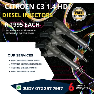 Citroen C3 1.4 HDI Diesel Injectors for sale on service exchange or to recon