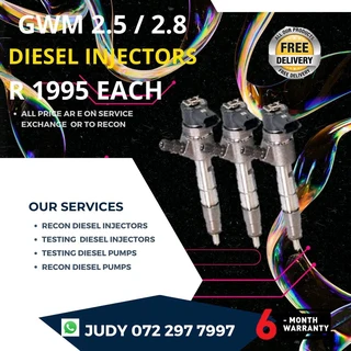 GWM 2.5 / 2.8 Diesel Injectors for sale on service exchange or to recon