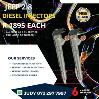 Jeep 2.8 Diesel Injectors for sale on service exchange or to recon