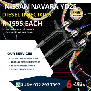 Nissan Navara YD25 Diesel Injectors for sale on service exchange or to recon