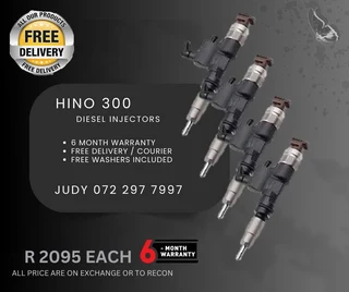 Hino 300 Diesel Injectors for sale on service exchange or to recon