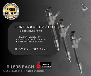 Ford Ranger 3L TDCI Diesel Injectors for sale on service exchange or to recon
