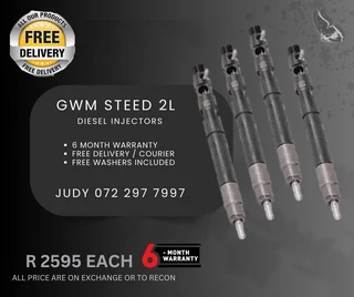 GWM Steed 2L Diesel Injectors for sale on service exchange or to recon
