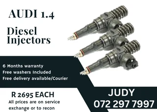 Audi 1.4 Diesel Injectors for sale on service exchange with a 6 month warranty