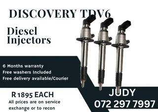 Discovery TDV6 Diesel Injectors for sale on service exchange with a 6 month warranty