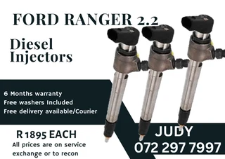 Ford Ranger 2.2 Diesel Injectors for sale on service exchange with a 6 month warranty