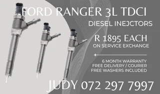 Ford Ranger 3L Diesel Injectors for sale on service exchange or to recon