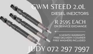GWM Steed 2.0L Diesel Injectors for sale on service exchange or to recon