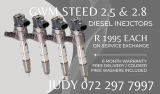 GWM Steed 2.5 & 2.8 Diesel Injectors for sale on service exchange or to recon