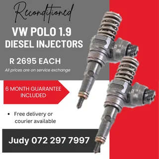 VW Polo 1.9 Diesel Injectors for sale on service exchange or to recon
