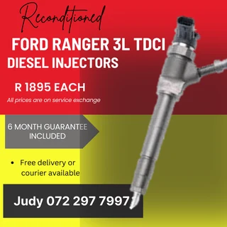 Ford Ranger 3L TDCI Diesel Injectors for sale on service exchange or to recon